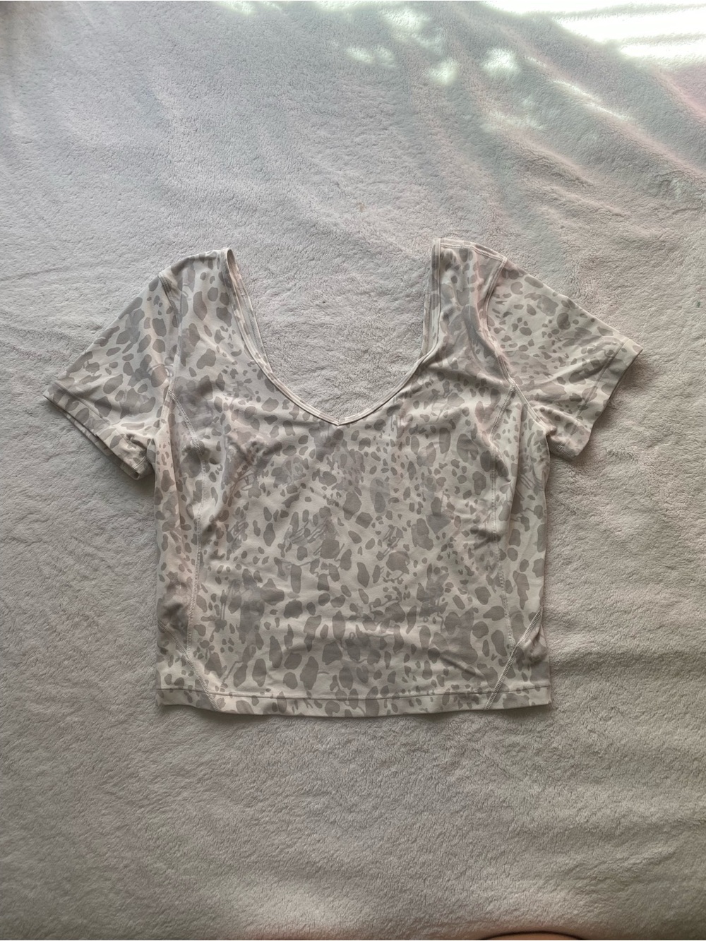 lululemon athletica Light Gray Animal Print Scoop Crop Top